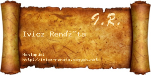Ivicz Renáta névjegykártya